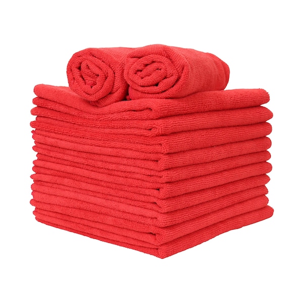 Monarch Brands Microfiber Hand Towels, 15in x 24in - Red, 12PK PNP915210R - main